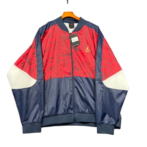 Jordan Legacy Flight FIBA Men's Blue Red Basketball Jacket Sz XXL NWT CJ9082-451 - Picture 1 of 9